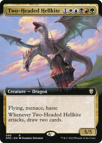 {R} Two-Headed Hellkite (Extended Art) [Dominaria United Commander][DMC 090]