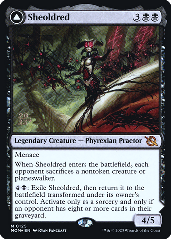 {R} Sheoldred // The True Scriptures [March of the Machine Prerelease Promos][PR MOM 125]