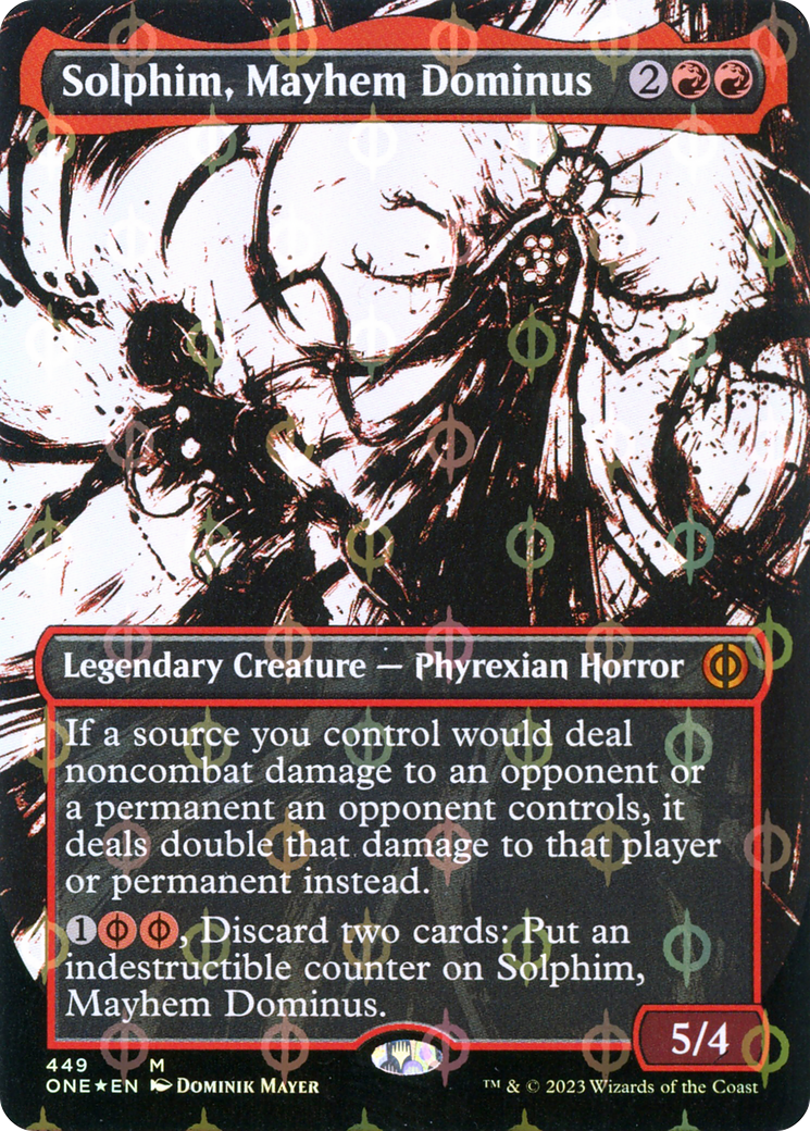 {R} Solphim, Mayhem Dominus (Borderless Ichor Step-and-Compleat Foil) [Phyrexia: All Will Be One][ONE 449]