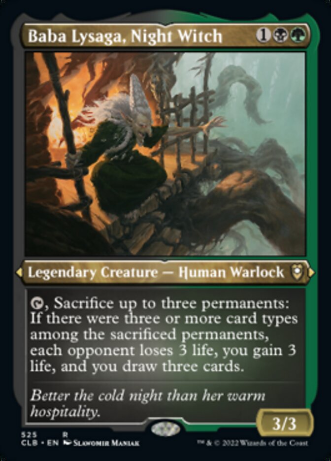 {R} Baba Lysaga, Night Witch (Foil Etched) [Commander Legends: Battle for Baldur's Gate][CLB 525]