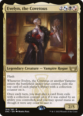 {R} Evelyn, the Covetous (Promo Pack) [Streets of New Capenna Promos][PP SNC 184]