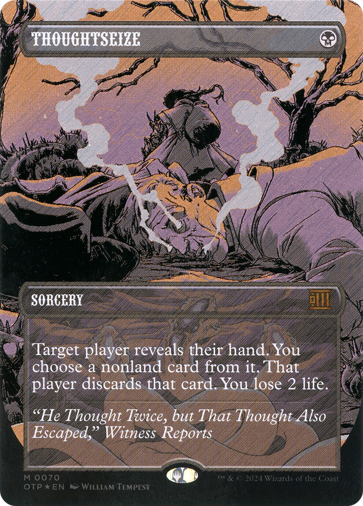 {R} Thoughtseize (Textured Foil) [Outlaws of Thunder Junction: Breaking News][OTP 070]