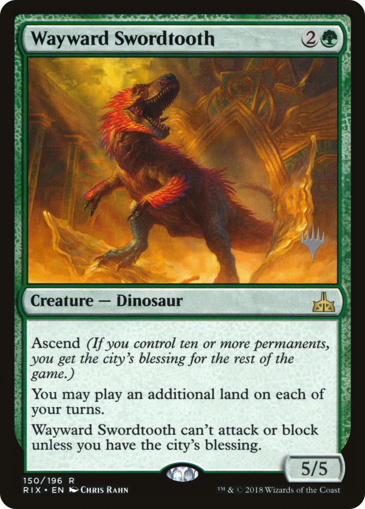 {R} Wayward Swordtooth (Promo Pack) [Rivals of Ixalan Promos][PP RIX 150]