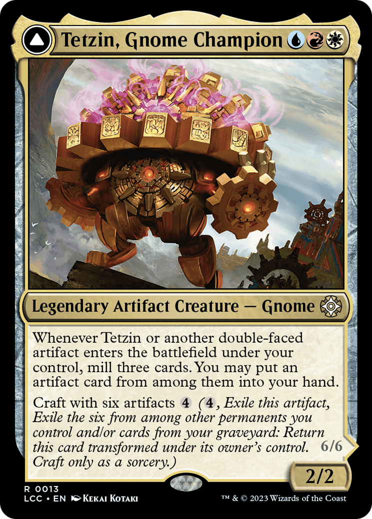{R} Tetzin, Gnome Champion // The Golden-Gear Colossus [The Lost Caverns of Ixalan Commander][LCC 013]
