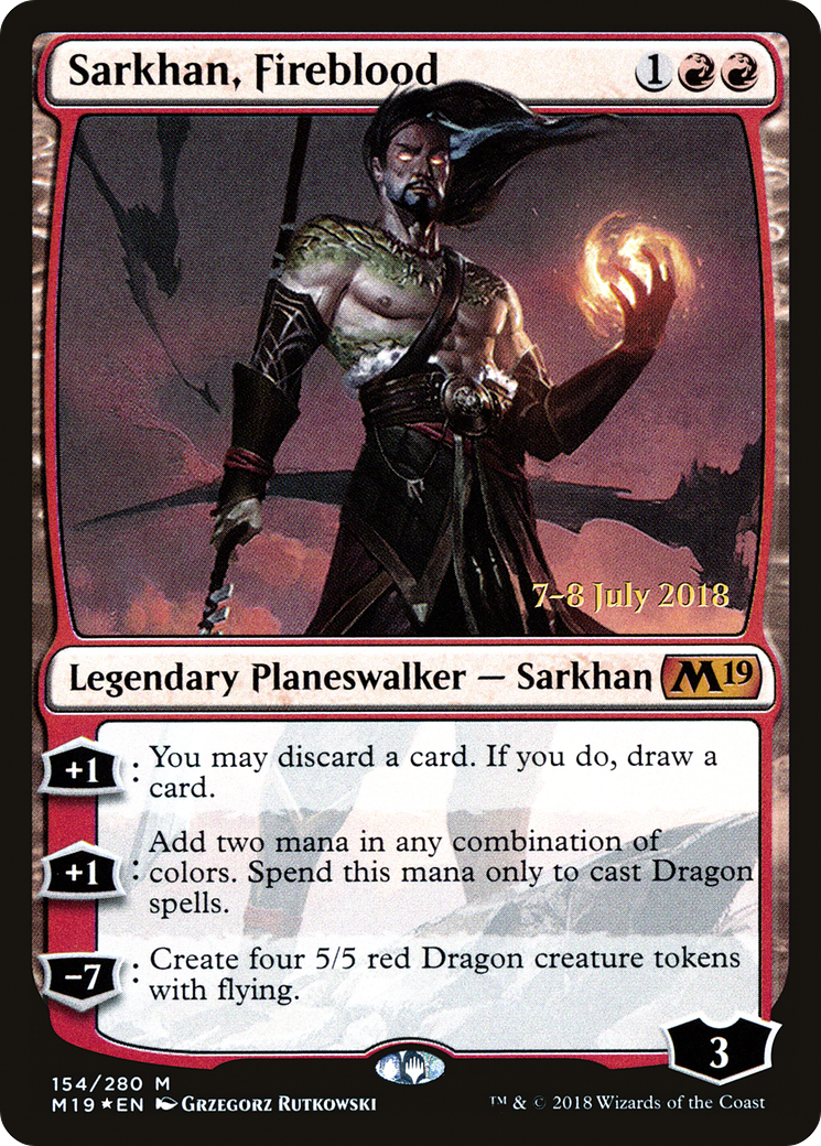 {R} Sarkhan, Fireblood [Core Set 2019 Prerelease Promos][PR M19 154] - Misty Mountain Games