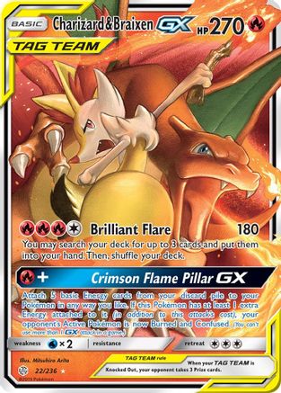 [PKM] Charizard & Braixen GX (22/236) [Sun & Moon: Cosmic Eclipse]