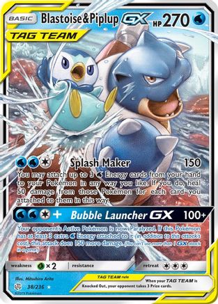 [PKM-R] Blastoise & Piplup GX (38/236) [Sun & Moon: Cosmic Eclipse]