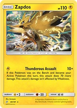[PKM-R] Zapdos (40/181) (Theme Deck Exclusive) [Sun & Moon: Team Up]