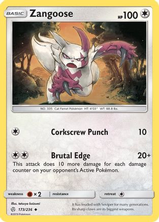 [PKM] Zangoose (173/236) [Sun & Moon: Cosmic Eclipse]