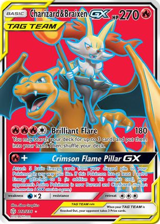 [PKM] Charizard & Braixen GX (212/236) [Sun & Moon: Cosmic Eclipse]