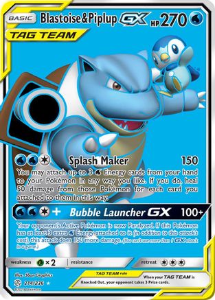 [PKM-R] Blastoise & Piplup GX (214/236) [Sun & Moon: Cosmic Eclipse]