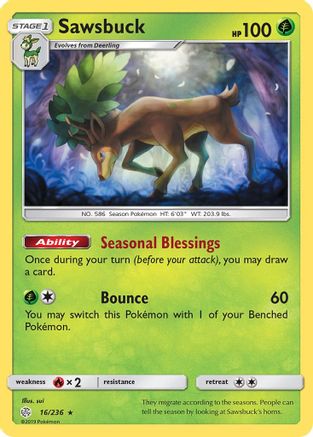 [PKM] Sawsbuck (16/236) [Sun & Moon: Cosmic Eclipse]