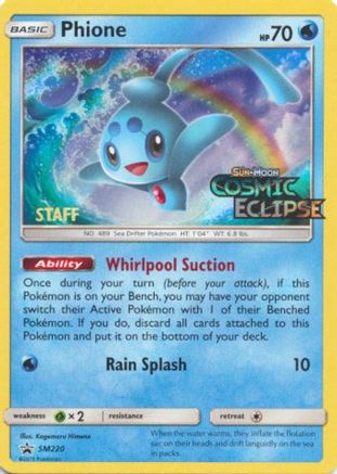 [PKM] Phione (SM220) (Staff Prerelease Promo) [Sun & Moon: Black Star Promos]
