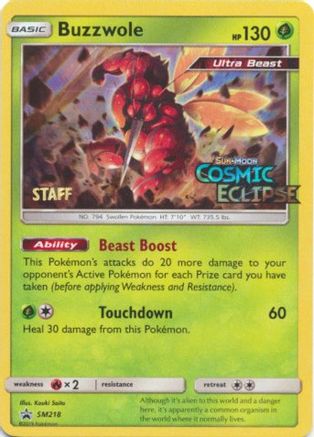 [PKM] Buzzwole (SM218) (Staff Prerelease Promo) [Sun & Moon: Black Star Promos]