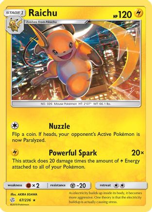 [PKM] Raichu (67/236) [Sun & Moon: Cosmic Eclipse]