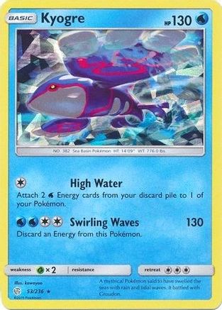 [PKM] Kyogre (53/236) (Cracked Ice Holo) (Theme Deck Exclusive) [Sun & Moon: Cosmic Eclipse]