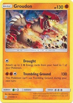 [PKM-R] Groudon (113/236) (Cracked Ice Holo) (Theme Deck Exclusive) [Sun & Moon: Cosmic Eclipse]