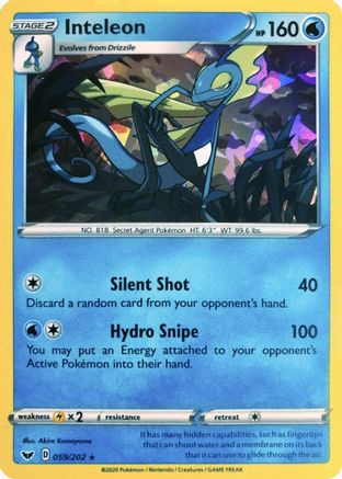 [PKM-R] Inteleon (059/202) (Cracked Ice Holo) (Theme Deck Exclusive) [Sword & Shield: Base Set]