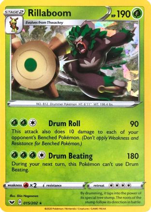 [PKM-R] Rillaboom (015/202) (Cracked Ice Holo) (Theme Deck Exclusive) [Sword & Shield: Base Set]