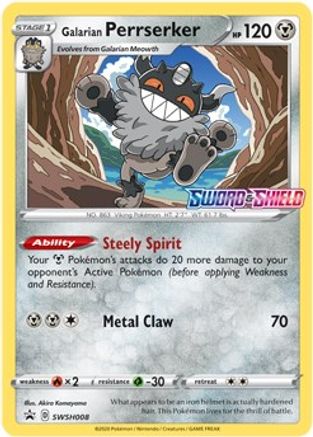 [PKM-R] Galarian Perrserker (SWSH008) (Prerelease Promo) [Sword & Shield: Black Star Promos]