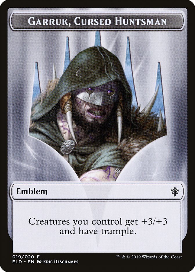 {T} Garruk, Cursed Huntsman Emblem [Throne of Eldraine Tokens][TELD 019]