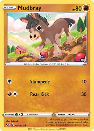 [PKM] Mudbray (105/202) [Sword & Shield: Base Set]