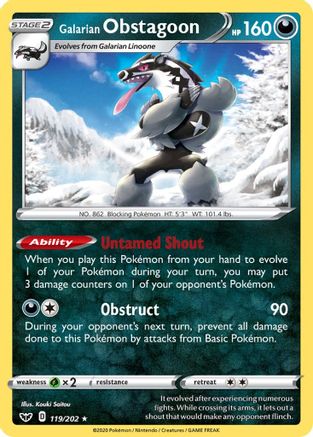 [PKM-R] Galarian Obstagoon (119/202) [Sword & Shield: Base Set]
