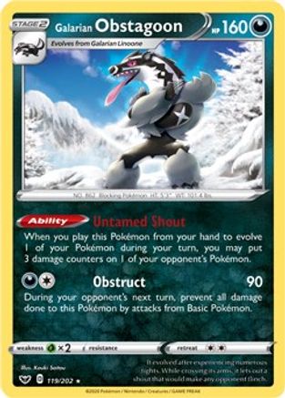 [PKM-R] Galarian Obstagoon (119/202) (Theme Deck Exclusive) [Sword & Shield: Base Set]