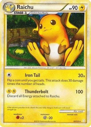[PKM] Raichu (10/123) (Cracked Ice Holo) [HeartGold & SoulSilver: Base Set]