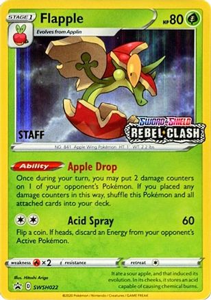 [PKM] Flapple (SWSH022) (Staff Prerelease Promo) [Sword & Shield: Black Star Promos]