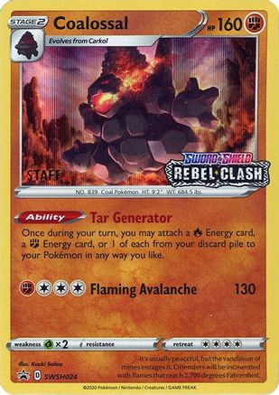 [PKM] Coalossal (SWSH024) (Staff Prerelease Promo) [Sword & Shield: Black Star Promos]