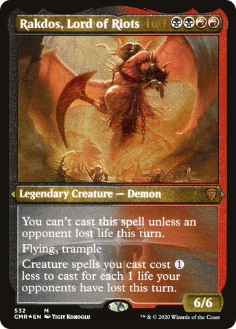 {R} Rakdos, Lord of Riots (Etched) [Commander Legends][CMR 532]
