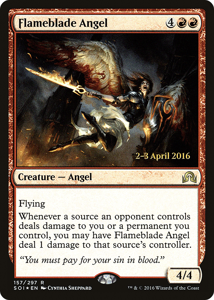 {R} Flameblade Angel [Shadows over Innistrad Prerelease Promos][PR SOI 157] - Misty Mountain Games