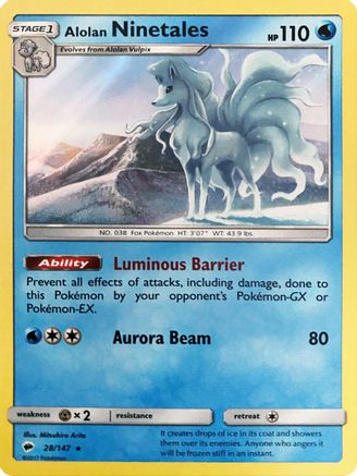 [PKM-R] Alolan Ninetales (28/147) (Water Web Holo) (Theme Deck Exclusives) [Sun & Moon: Burning Shadows]