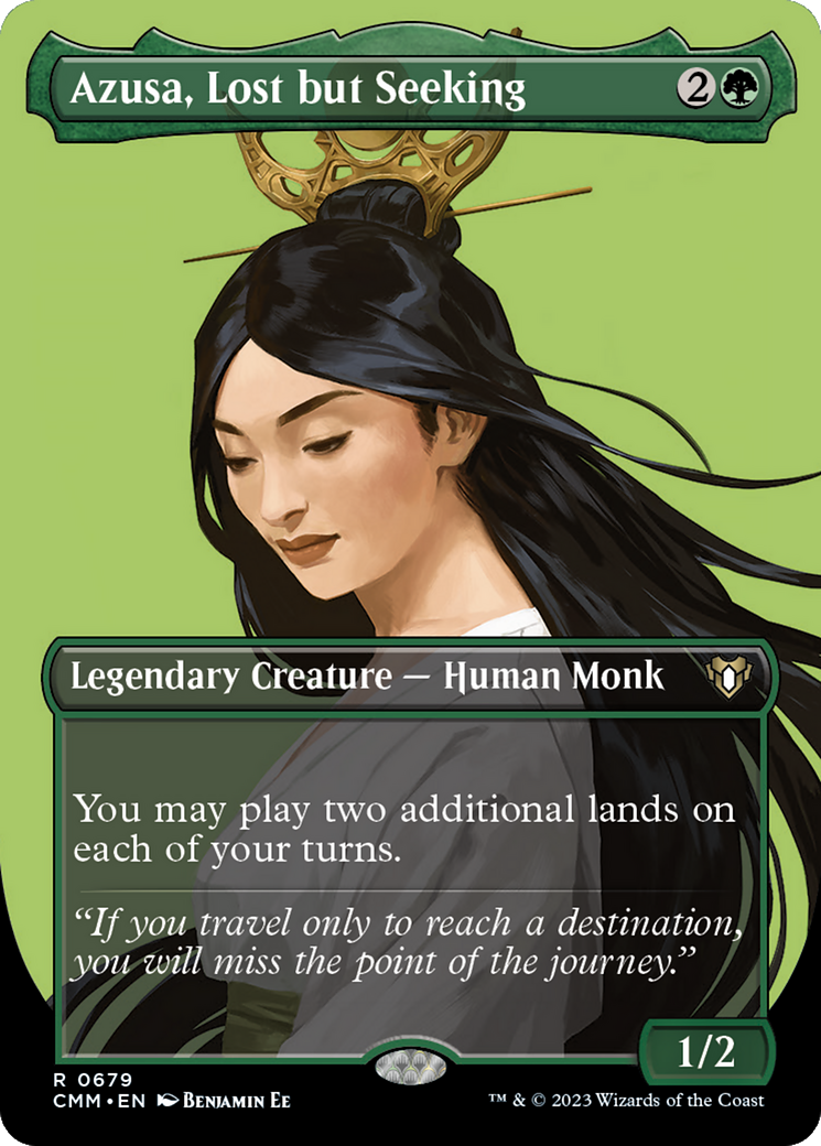 {R} Azusa, Lost but Seeking (Borderless Profile) [Commander Masters][CMM 679]