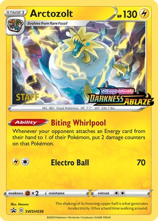 [PKM] Arctozolt (SWSH036) (Staff Prerelease Promo) [Sword & Shield: Black Star Promos]