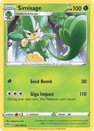 [PKM] Simisage (007/189) [Sword & Shield: Darkness Ablaze]