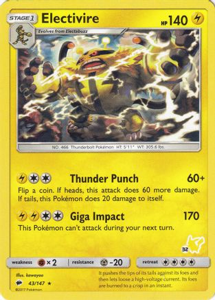 [PKM] Electivire (43/147) (Pikachu Stamp #32) [Battle Academy 2020]