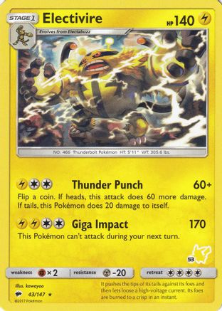 [PKM] Electivire (43/147) (Pikachu Stamp #53) [Battle Academy 2020]