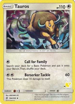 [PKM] Tauros (164/236) (Pikachu Stamp #14) [Battle Academy 2020]