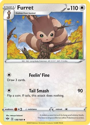 [PKM-C] Furret (136/189) [Sword & Shield: Darkness Ablaze]