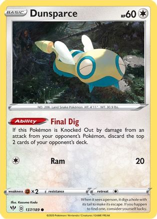 [PKM] Dunsparce (137/189) [Sword & Shield: Darkness Ablaze]