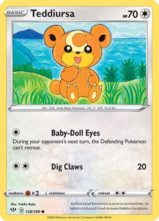 [PKM] Teddiursa (138/189) [Sword & Shield: Darkness Ablaze]