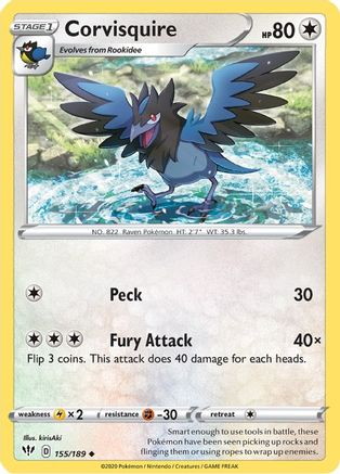 [PKM-C] Corvisquire (155/189) [Sword & Shield: Darkness Ablaze]