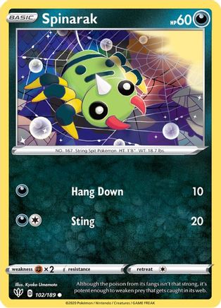 [PKM] Spinarak (102/189) [Sword & Shield: Darkness Ablaze]