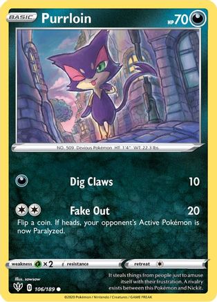[PKM] Purrloin (106/189) [Sword & Shield: Darkness Ablaze]
