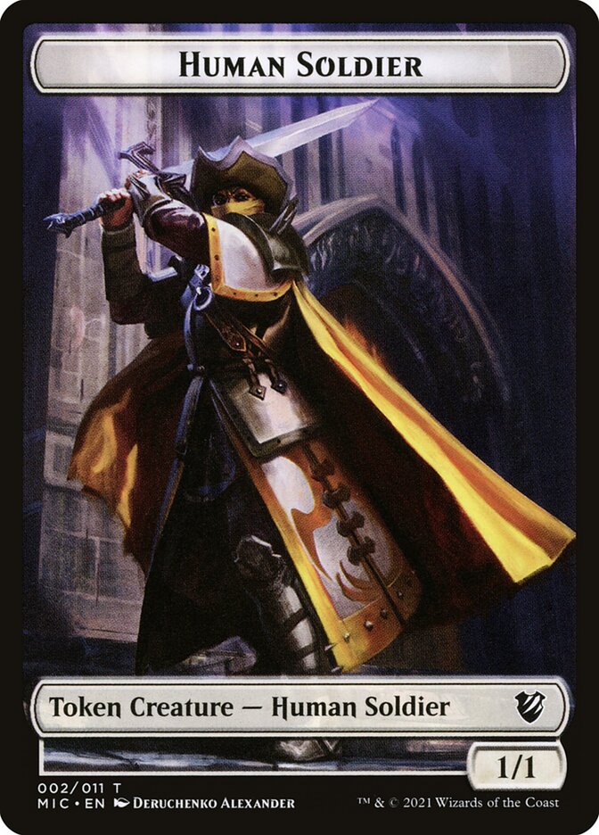 {T} Golem // Human Soldier Double-sided Token [Double Masters Tokens][T2XM 023]