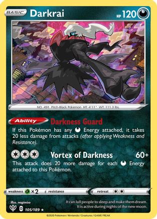 [PKM] Darkrai (105/189) (Theme Deck Exclusive) [Sword & Shield: Darkness Ablaze]