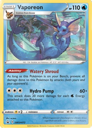 [PKM-R] Vaporeon (SWSH072) [Sword & Shield: Black Star Promos]