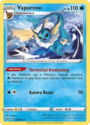 [PKM-R] Vaporeon (030/185) [Sword & Shield: Vivid Voltage]